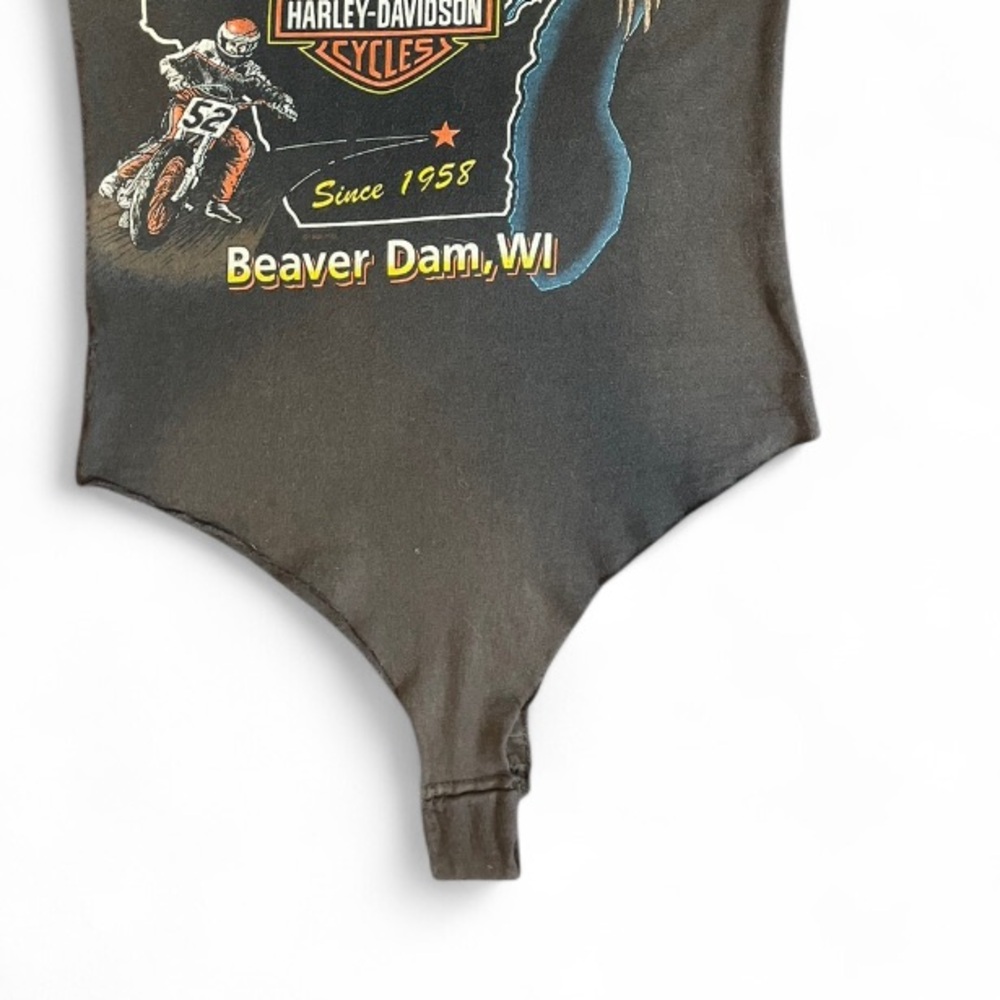 Custom Vintage Harley Davidson Fringe T-shirt Bodysuit - Picture 3 of 5